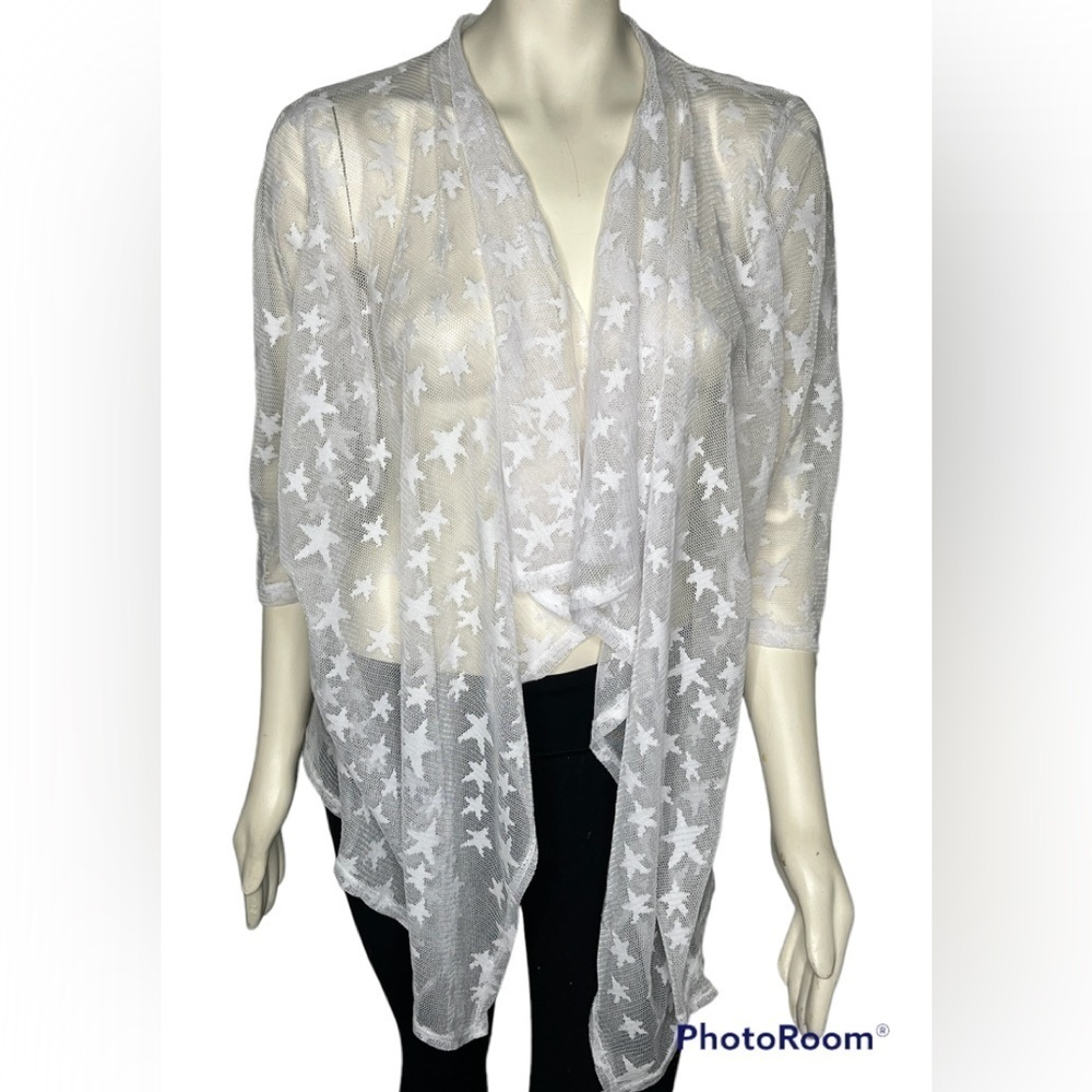 NWT SML Sport White Star Mesh Cardigan Size Med